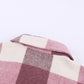 Khaki Plaid Color Block Buttoned Long Sleeve Jacket with Pocket