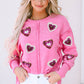 Rose Sequin Heart Shaped Exposed Seam Pullover Sweatshirt