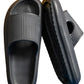 Black Hollow-out Thick Soled Slip On Slippers