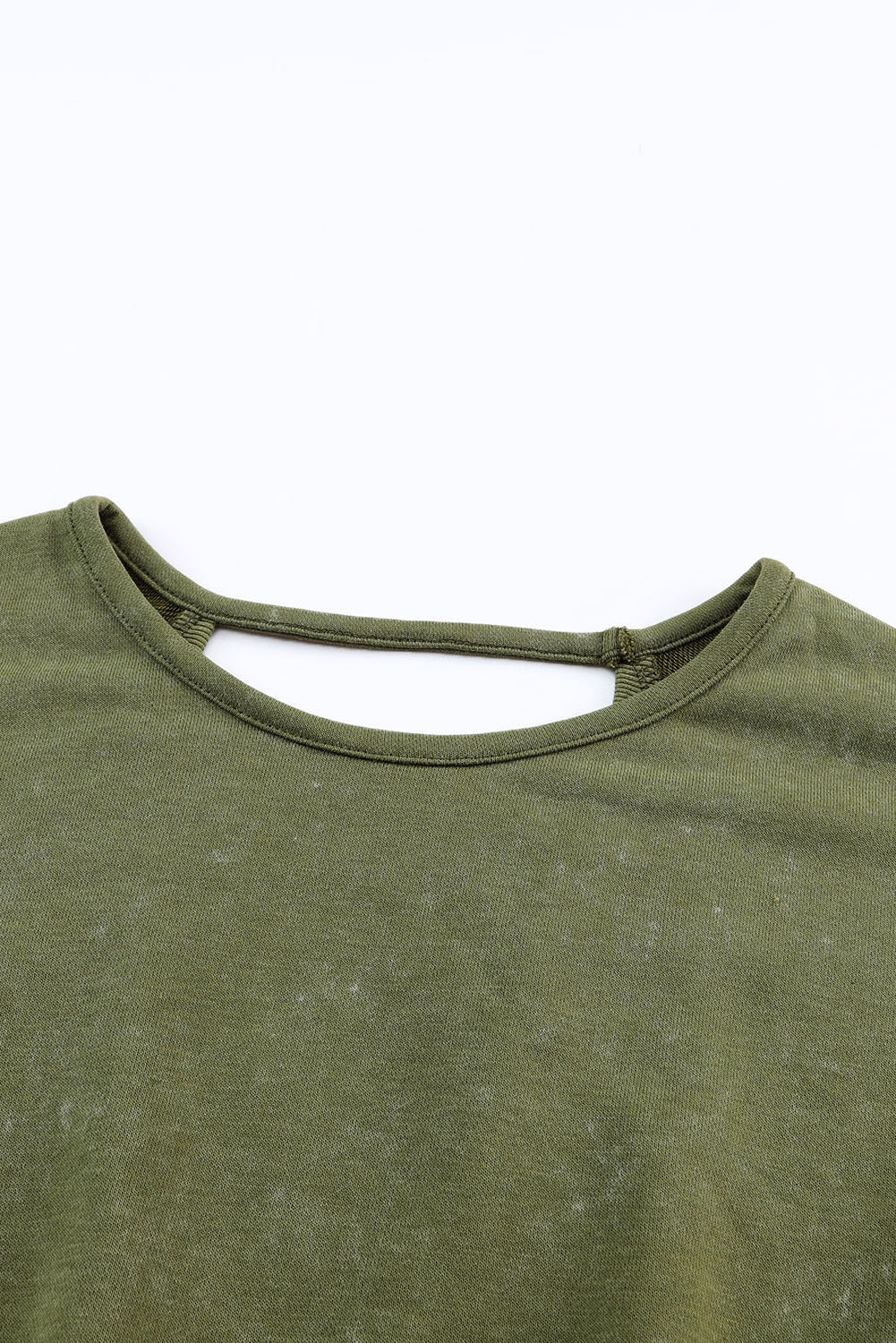 Green Acid Wash V-shape Open Back Sweatshirt