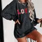 Black Sequin LOVE Chenille Embroidered Graphic Corded Sweatshirt