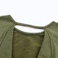 Green Acid Wash V-shape Open Back Sweatshirt