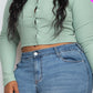 Plus Size Button Up Cropped Top